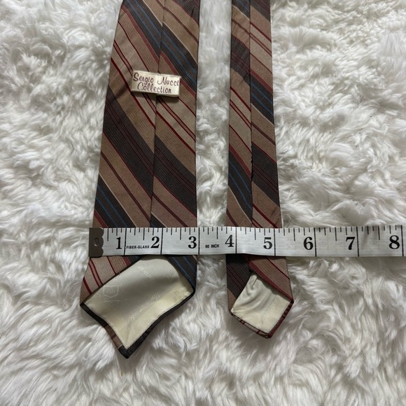 Sergio Nucci Brown Stripes Neck Tie - Picture 5 of 8